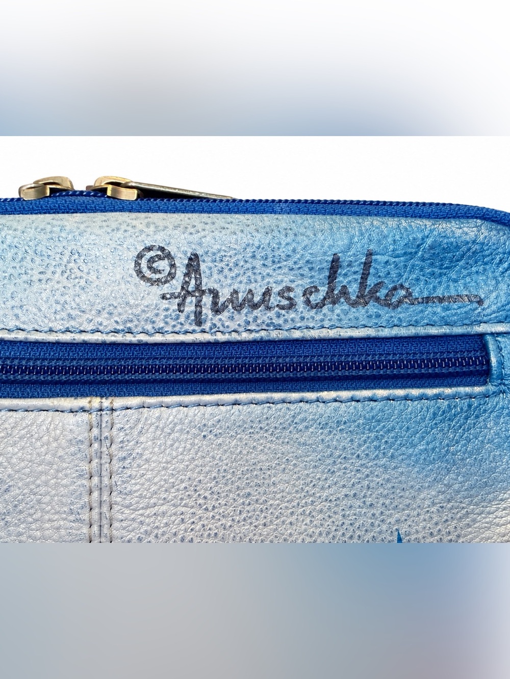 Anuschka Hand Painted Genuine Leather Abstract Art Crossbody Bag - Picture 5 of 13